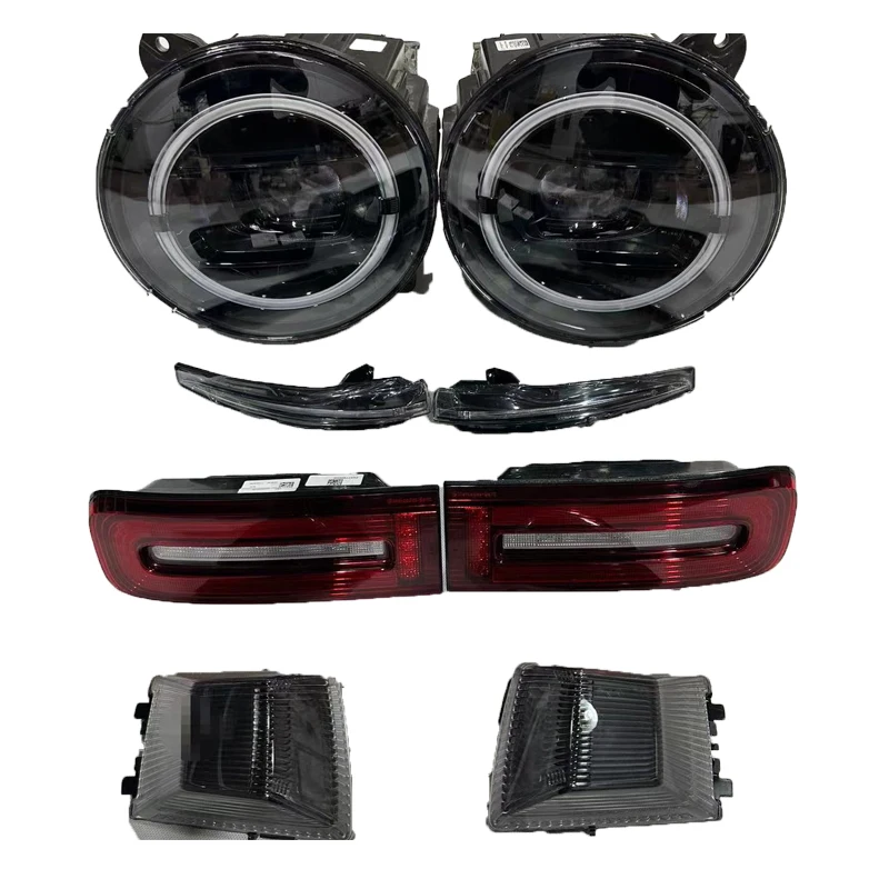 For 2019-2024 Mercedes G63 Headlights W463 W464 Black LED DRL With Rearview Mirror Light New Condition 8000k Color Temperature