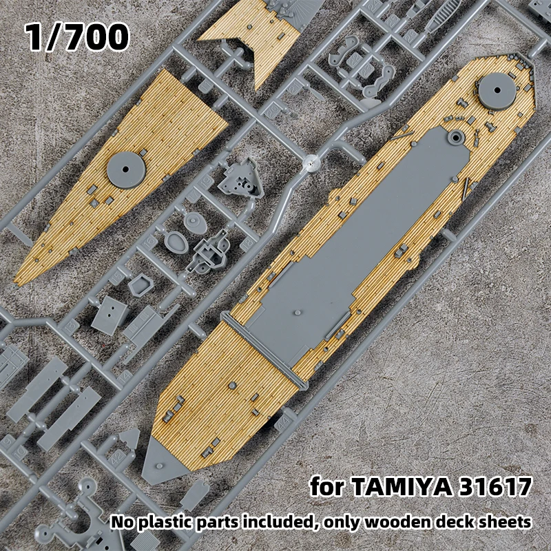 Modell-Upgrade-Teile, lasergeschnittene Holzdeckplatte mit selbstklebender Ankerkette für Tamiya 31617 HMS Repulse 1/700 – Detail 1