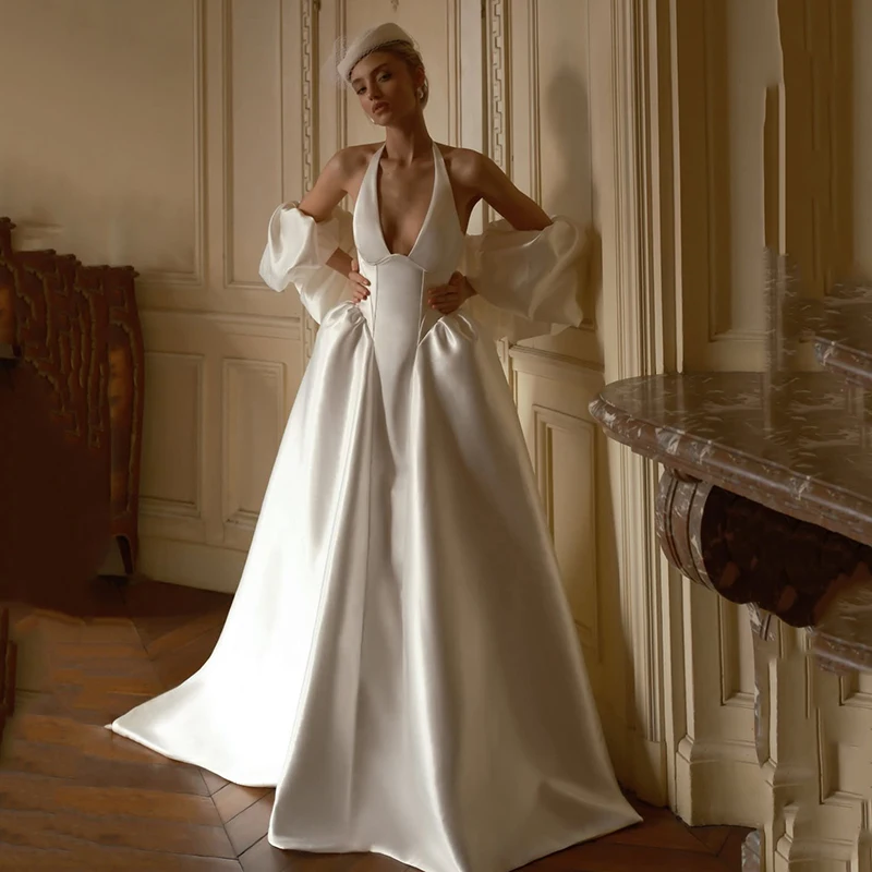 

Женские свадебные платья Eightree А-силуэта, вечерние бальные платья принцессы с открытой спиной и халтером, длинные, 2026, для выпускного вечера, на заказ