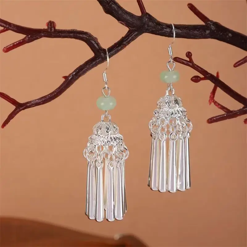 

Tassel earrings for women, retro ethnic style, personalized earrings, niche antique style, simple and versatile earrings