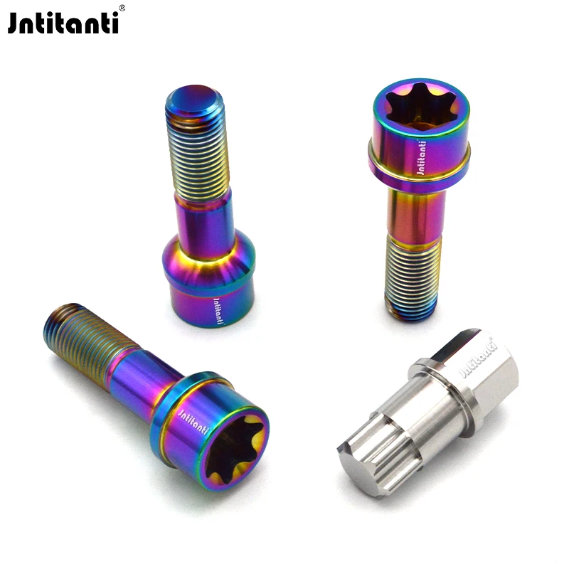 Jntitanti 10.9 grade Ti-6Al-4V anti-theft ball seat wheel bolt titanium bolt with titanium key M14*1.5*45mm for Mercedes-Benz ML