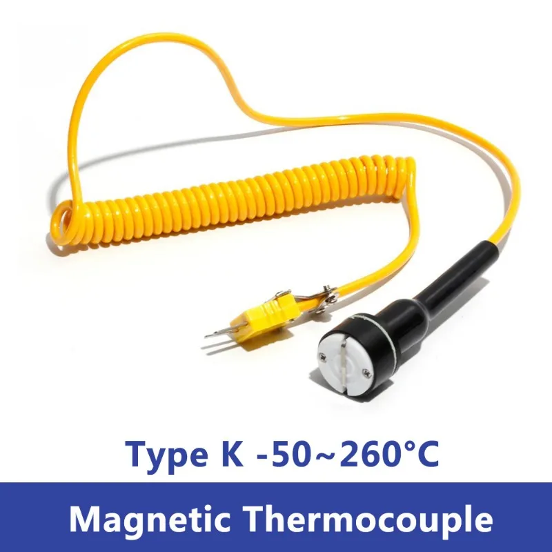 

Magnetic Thermocouple Type K -50~260 C Handheld Surface Temperature Sensor Probe DIA 23mm 2M Cable with Miniature Connector