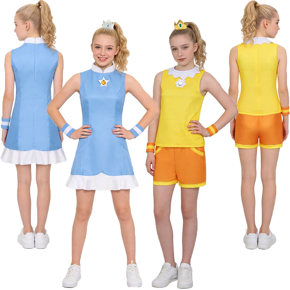 

Костюм для косплея Розалины (110-180) из аниме-игры/фильма 2026 года: синее платье, желтая униформа, наряды для ролевых игр, Хэллоуин, карнавал