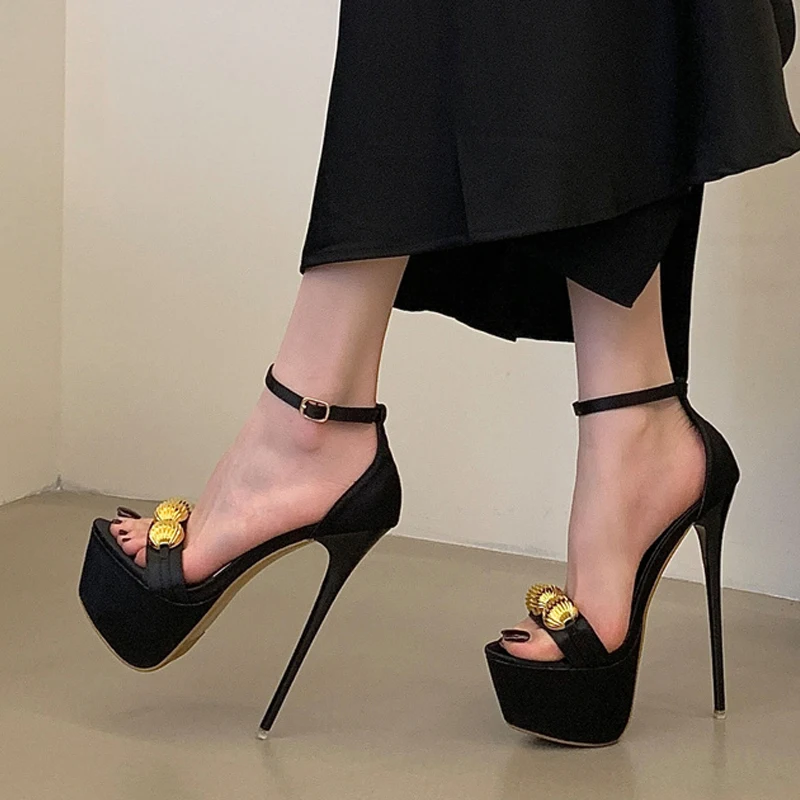 

Летние женские босоножки Liyke на платформе с высоким каблуком 16 см, модные, с металлическим шариком, открытым носком и ремешком на щиколотке, для вечеринок и торжественных мероприятий