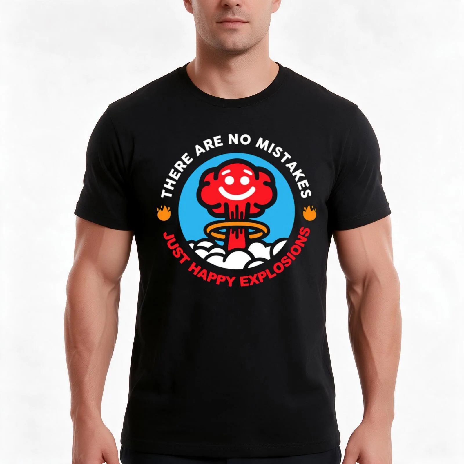 There Are No Mistakes Just Happy Explosions T-Shirt, Summer Casual Cotton Tee, Oversized Streetwear Tops, Vintage Graphic Print