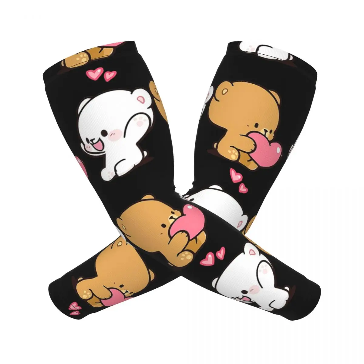 

Cute Milk Mocha Arm Sleeves Men Women Sun UV Protection Tattoo Cover Up Sports Cooling Cycling