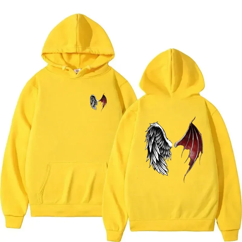 Lucifer Wings Pullover Hoodie Devil Angel Wings Heaven and Hell Gift Idea on Women Hooded Fleece Pullover Sport Sweatshirt