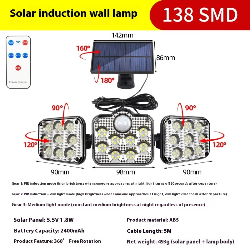 

Solar Light Outdoor Garden Light Sunlight Lamp Solar Lamp Split Sensor Wall Light Waterproof Household Garage Street Lights