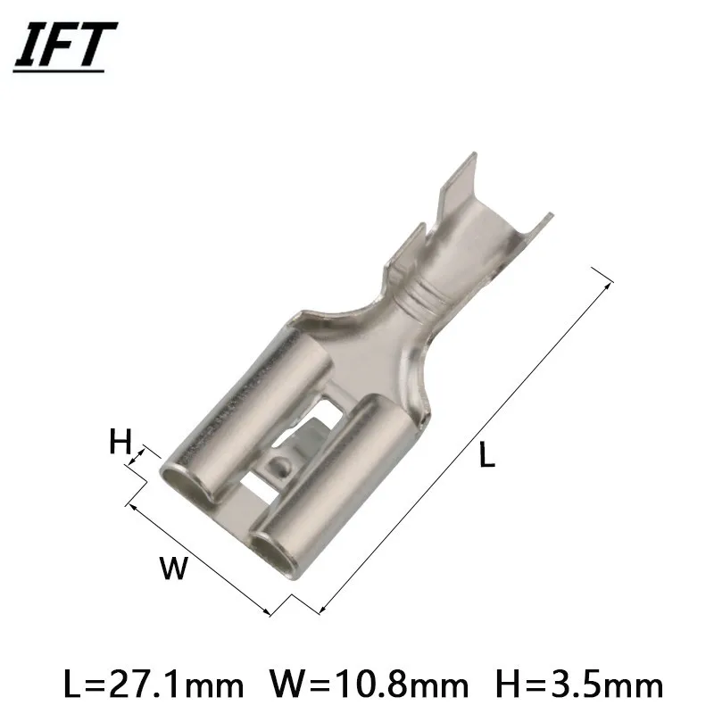 100pcs 9.5 Plug spring terminal DJ621-E9.5x1.2C car high current terminal block Straight plug barbed