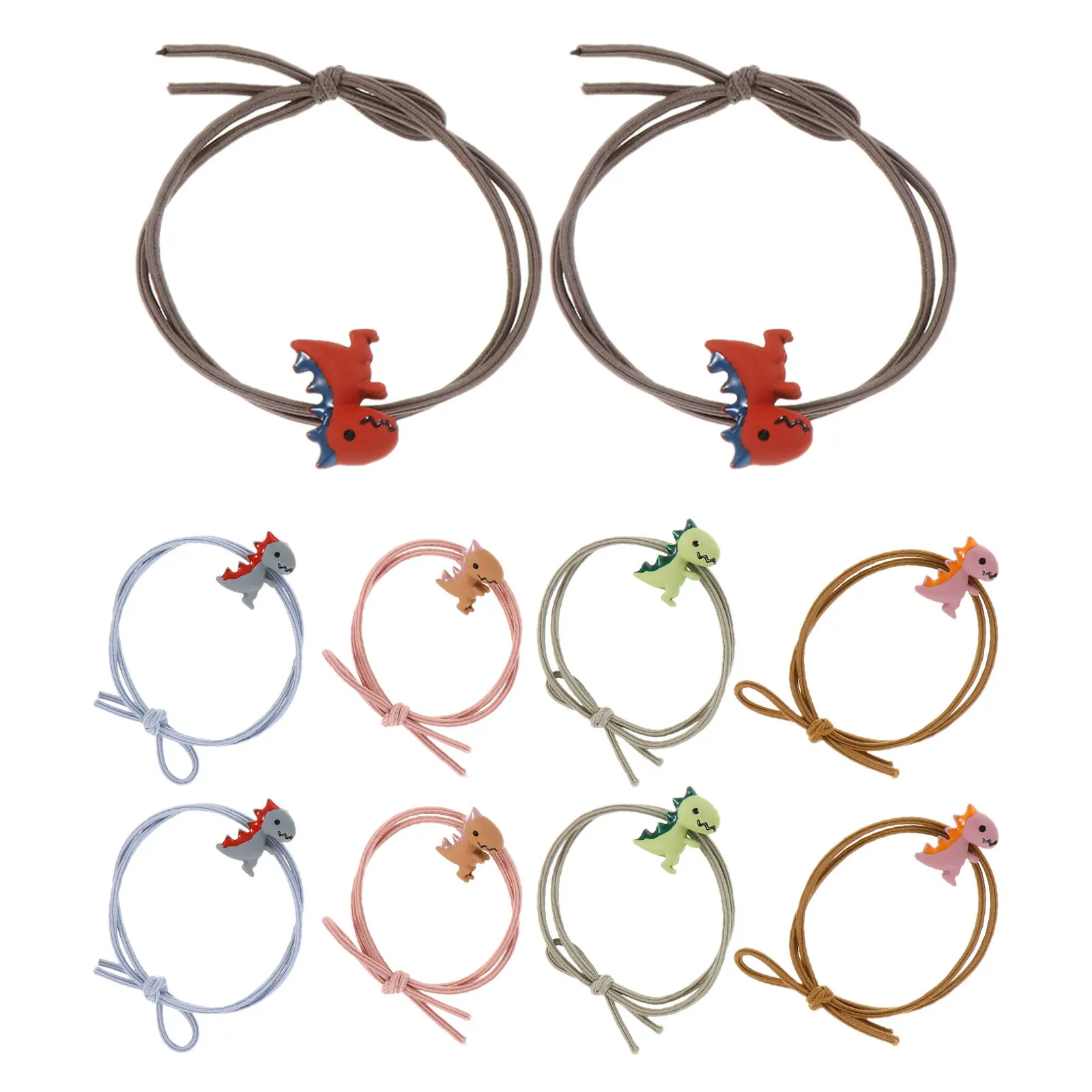 10Pcs Hair Ties Dinosaur Design Soft Rubber Band Hair Accessories for Teens Women Great for School Shopping Travel