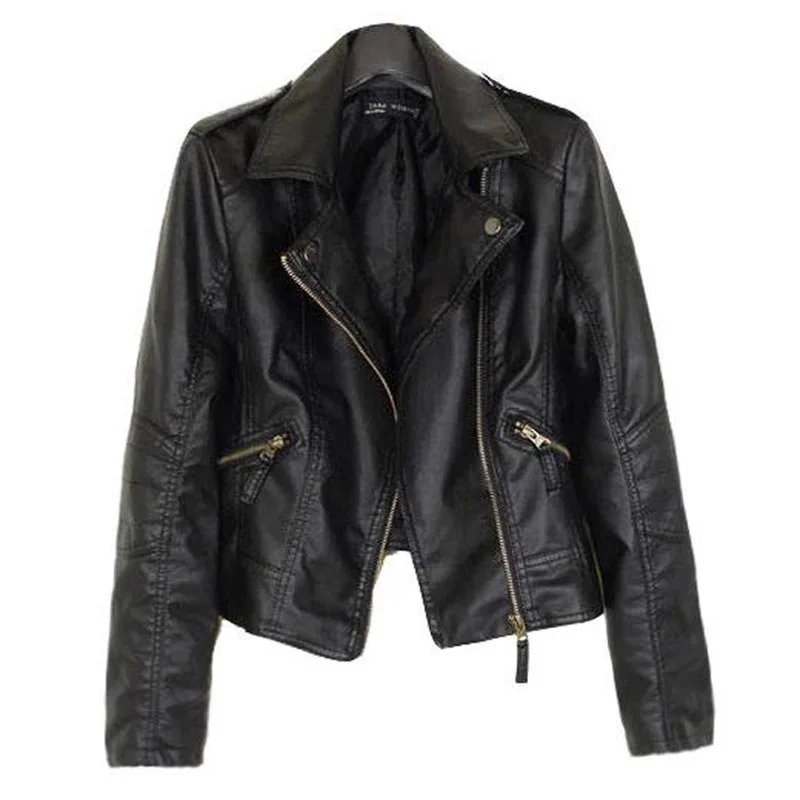 Woman S-6XL PU Leather Jacket New Motorcycle Leather Short Coat Spring Autumn Thin Outwear Oversize Fit for 40-100kg