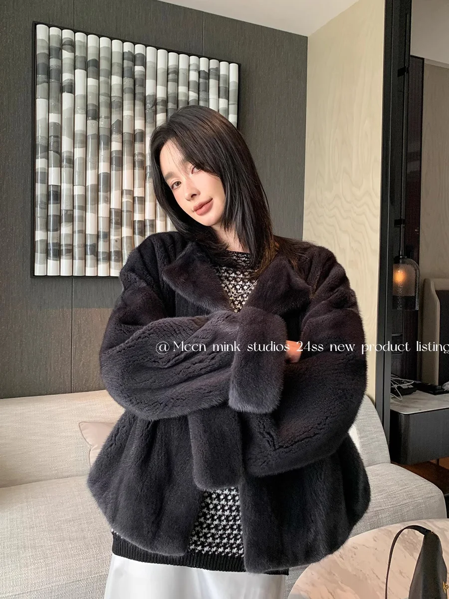 

HDHOHR 2025 New Real Mink Fur Coats Women Fashion High Quality Whole Mink Fur Coat Winter Thick Warm Real Mink fur Jackets Femal