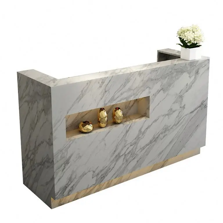 

us-Simple Modern Front Desk Marble Cashier Women's Clothing Shop Counter Beauty Salon Clothing Shop Small bar Table！