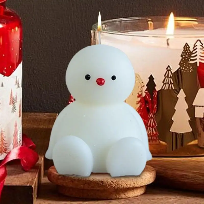 Boneco de neve vela bonito sentado boneco de neve em forma de natal velas novidade mesa peça central férias inverno decoração para casa para