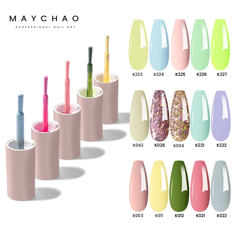 MAYCHAO 12ml Rainbow Gel Nail Polish Gel Semi Permanent Nail Gel Varnish Soak Off UV Gel for Base Top Coat For Nail Decorations