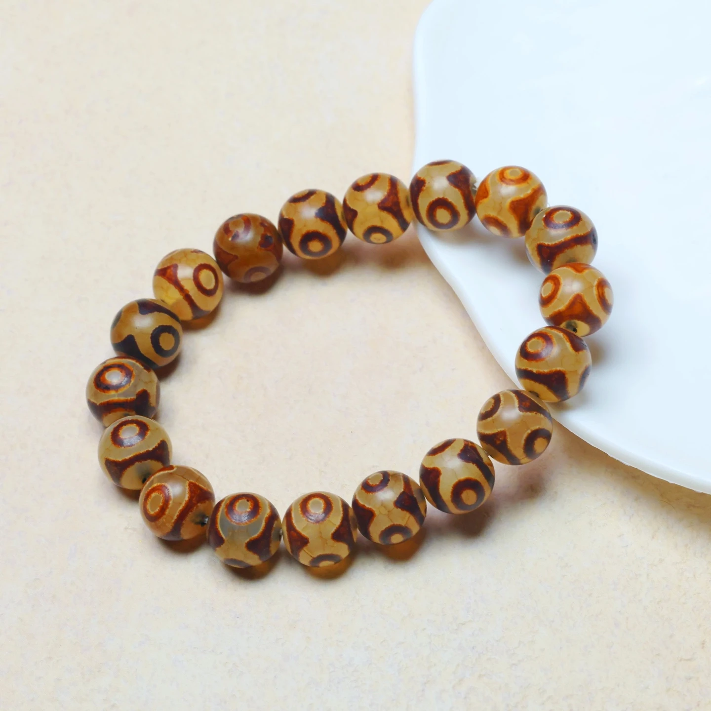 Natural Agate Bracelet Men Women Healing Gemstone Fine Jewelry Tibetan Buddhism  Fengshui Old Agate Three Eyes Dzi Bead Bracelet