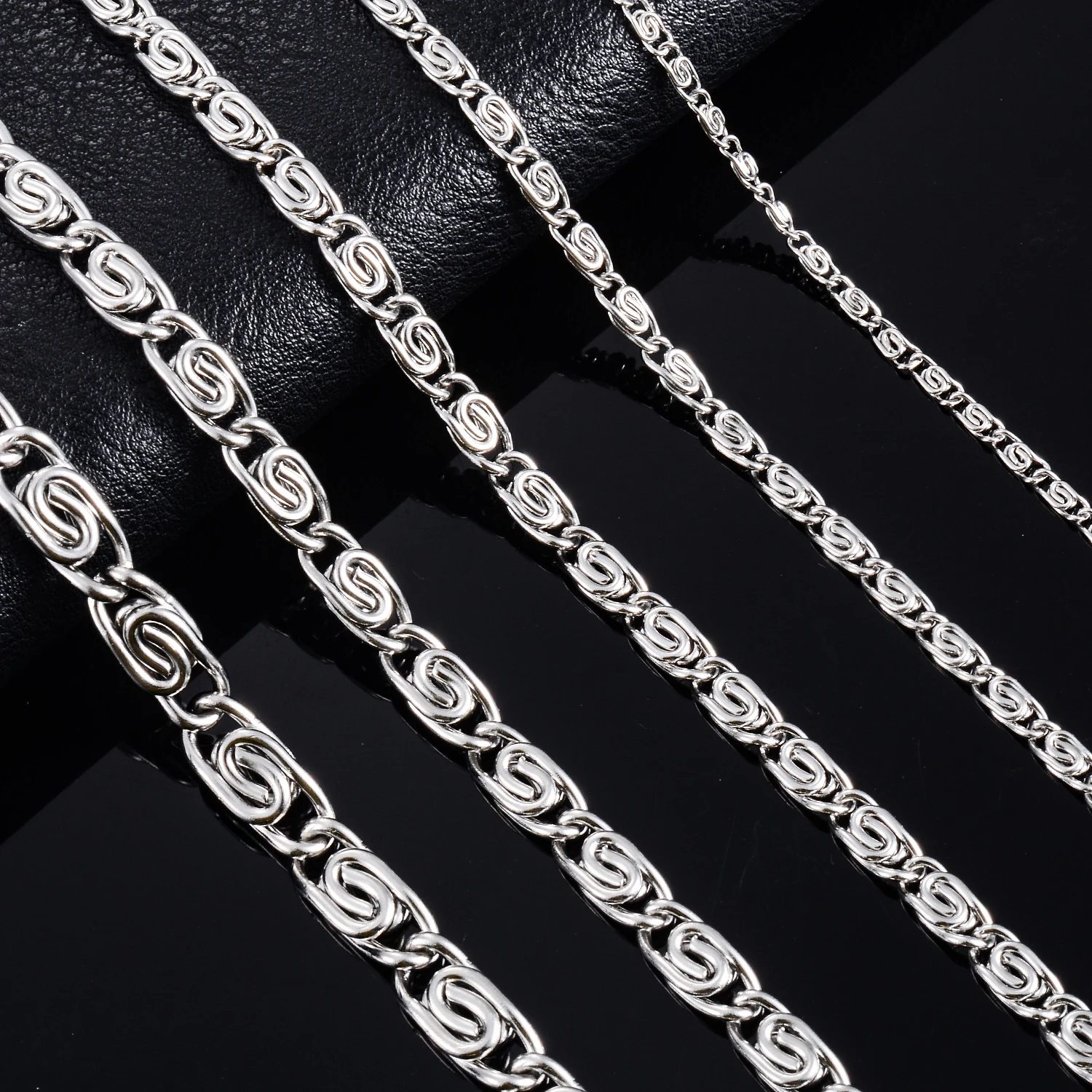 Stainless Steel Paperclip Shape Link Chain Necklace 1.5mm 2mm for Women Men Silver Color Creative Hip Hop Choker Jewelry