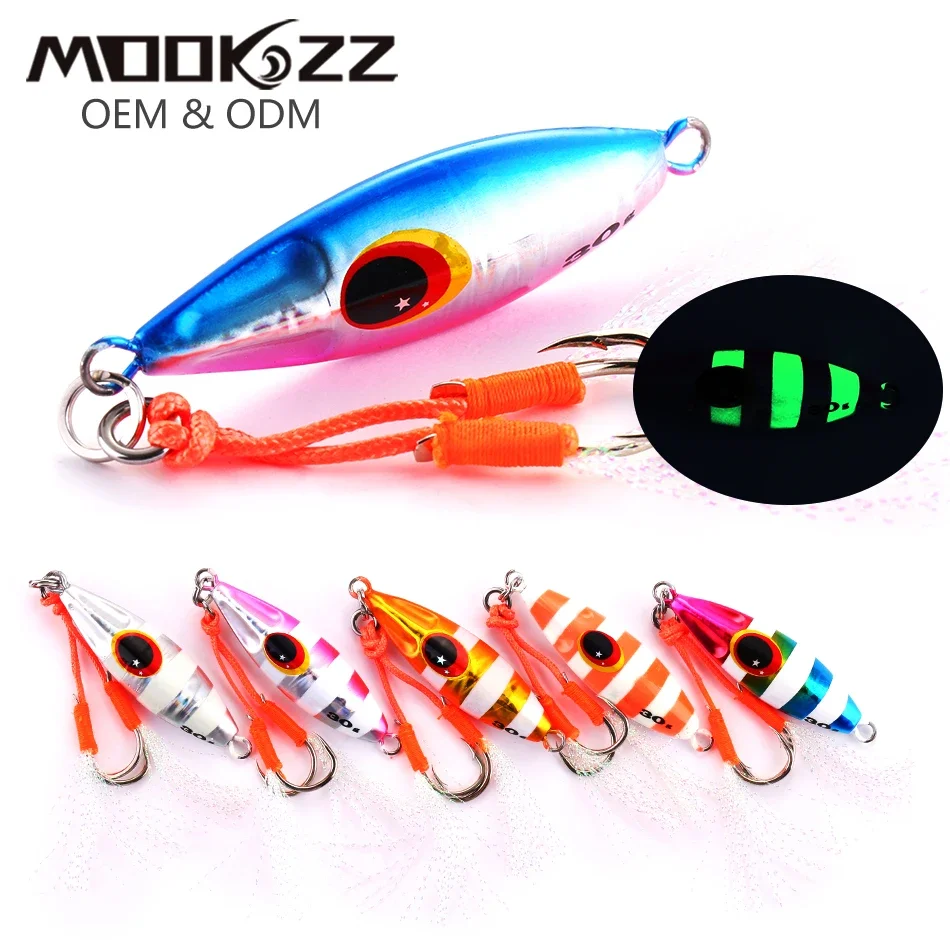 MOOKZZ New Arrived 40g~25g SLOW  Pitch Jigging Lure Metal Jig Saltwater Trolling Lures Fishing Lure Slow Jig Jingging Lure