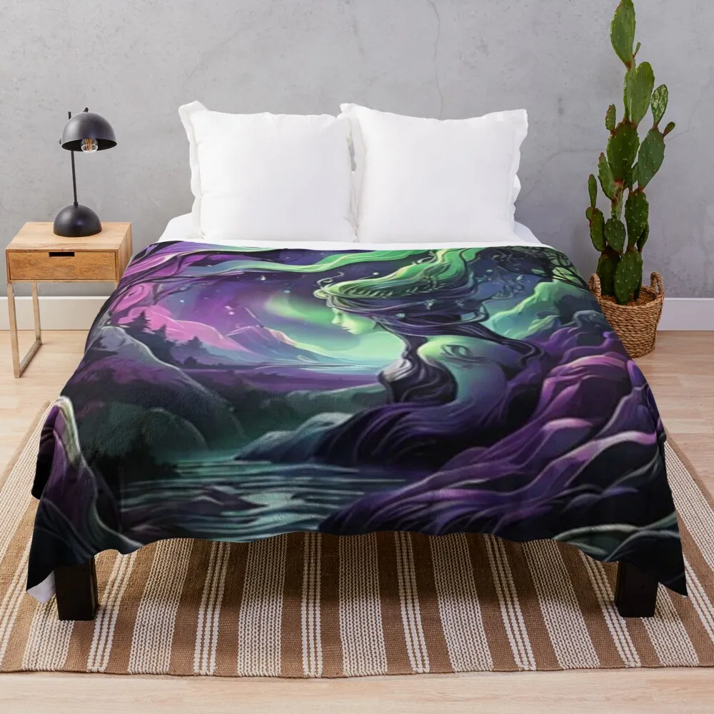 Aurora abstract art Throw Blanket for winter Luxury Designer heavy to sleep Blankets