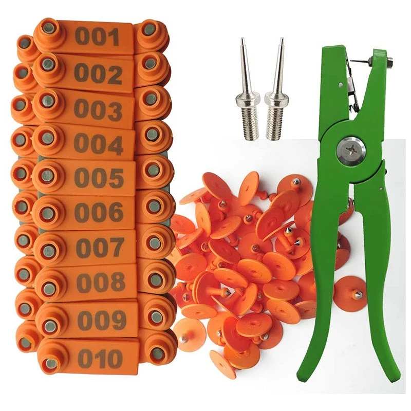 

【Popular】Ear Tag Pliers Ear Tag Sheep Marker Applicator 001-100 Ear Tags For Goat Identification Kit Ear Tagger