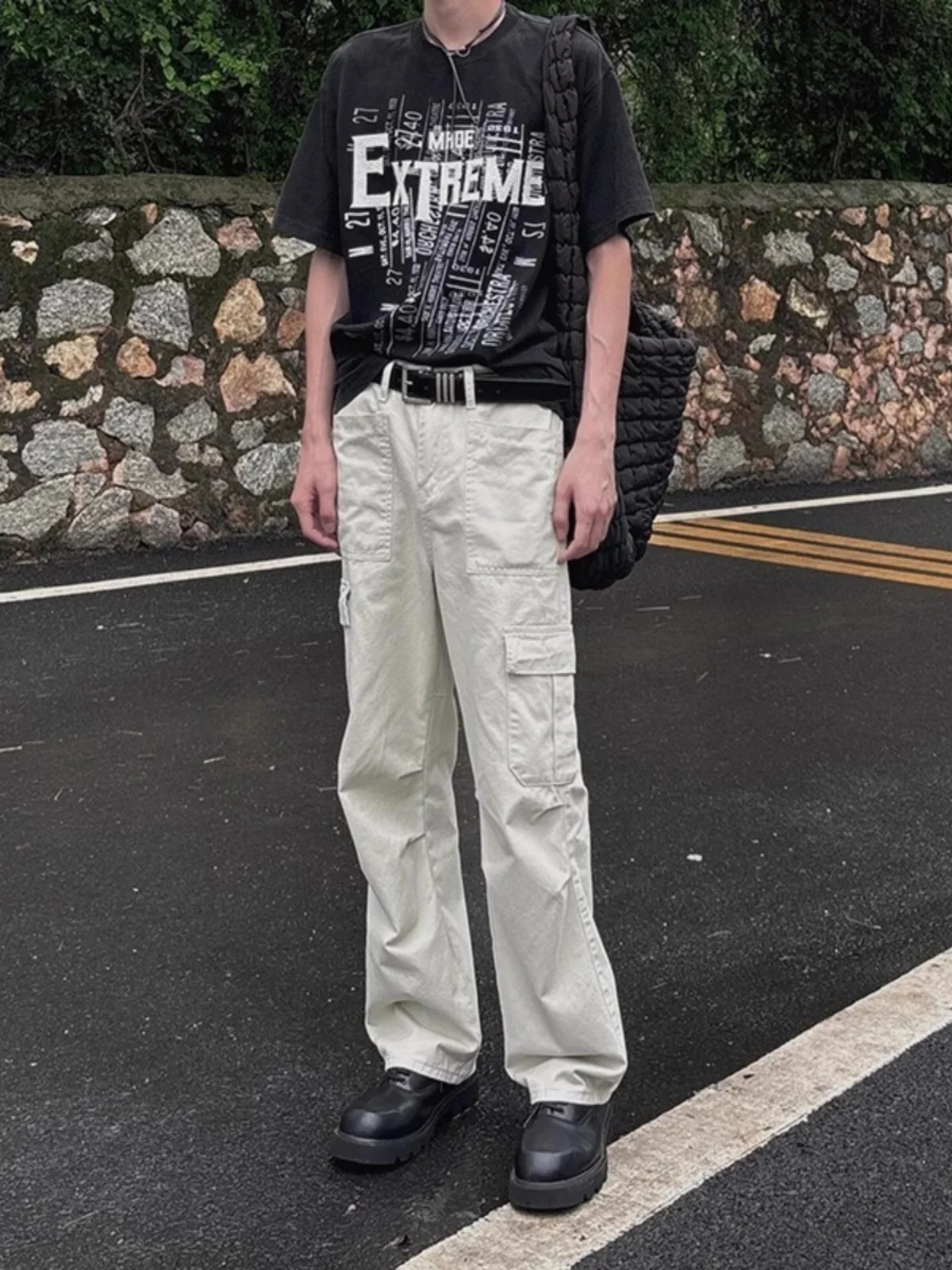 

Мужские летние рабочие брюки прямого кроя с множеством карманов, плиссированные комбинезоны в американском уличном стиле, светло-бежевые повседневные брюки