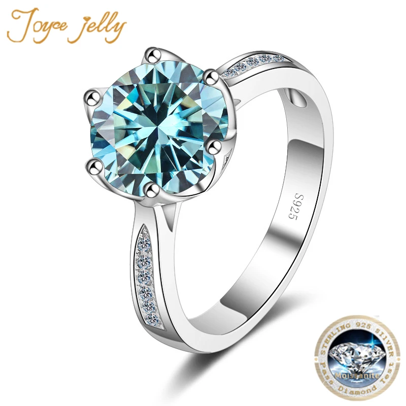 JoyceJelly Luxury 3ct D Color Moissanite Rings Classic Six Claw Design S925 Sterling Silver Ring For Women Wedding Fine Jewelry