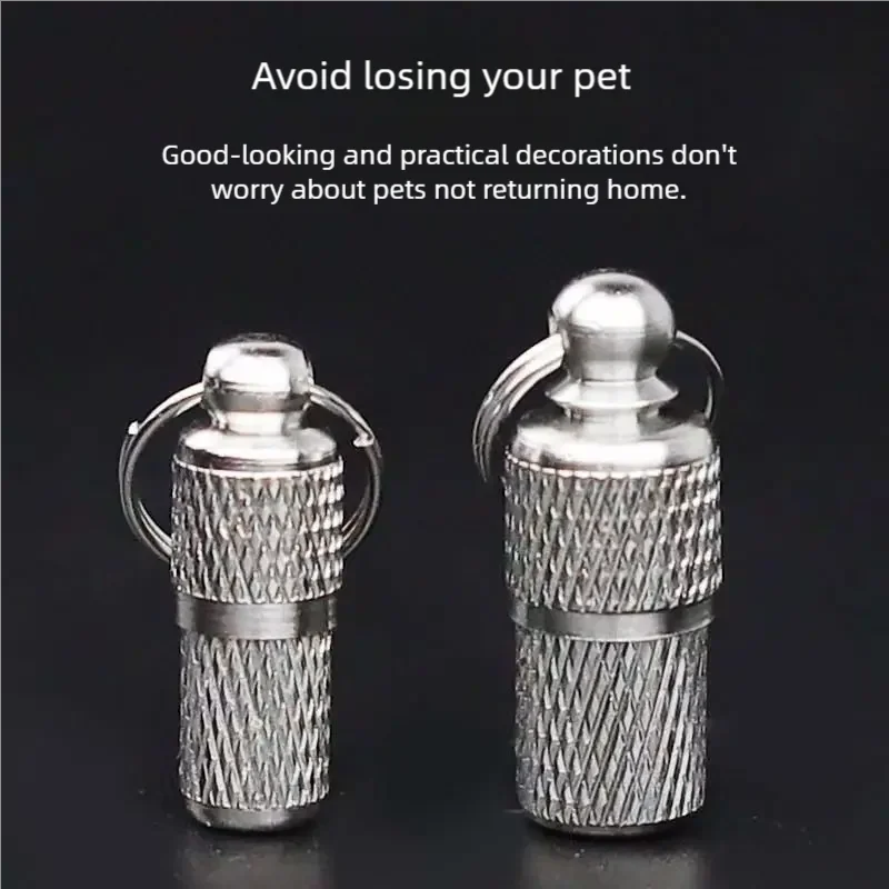 Anti-Lost Pet Dog Cat ID Tag Metal Storage Tube Collar Accessory Pet Name Address ID Pendant for Pets Safety Identification