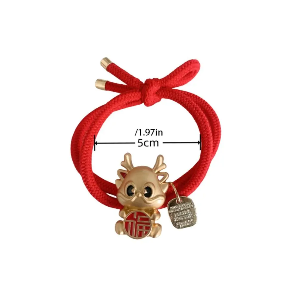 New Year Mascot Red Hair Rope Child Headwear New Year Headwear Chinese New Year Hair Scrunchie Ponytail Holder Mascot Dragon