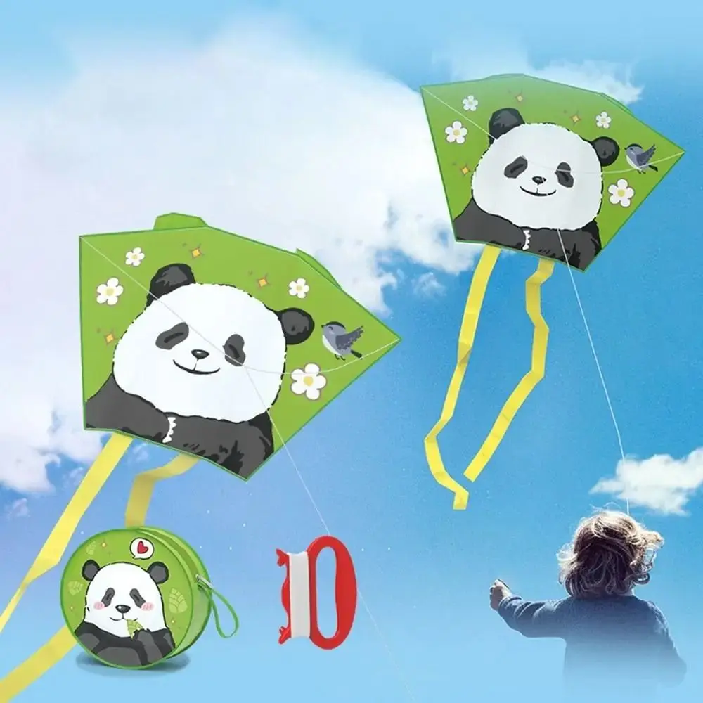 Frameless Spring Outing Pocket Kite Handheld Easy To Fly Cartoon Panda Wind Kites Portable Colorful Foldable Kite Toys
