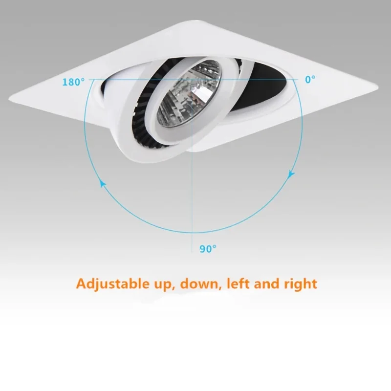 Dimmable Circular Spot 360 ° Angle Adjustable LED Embedded COB Downlight 9W 12W 15W Ceiling Light AC110V-220V Background Focus
