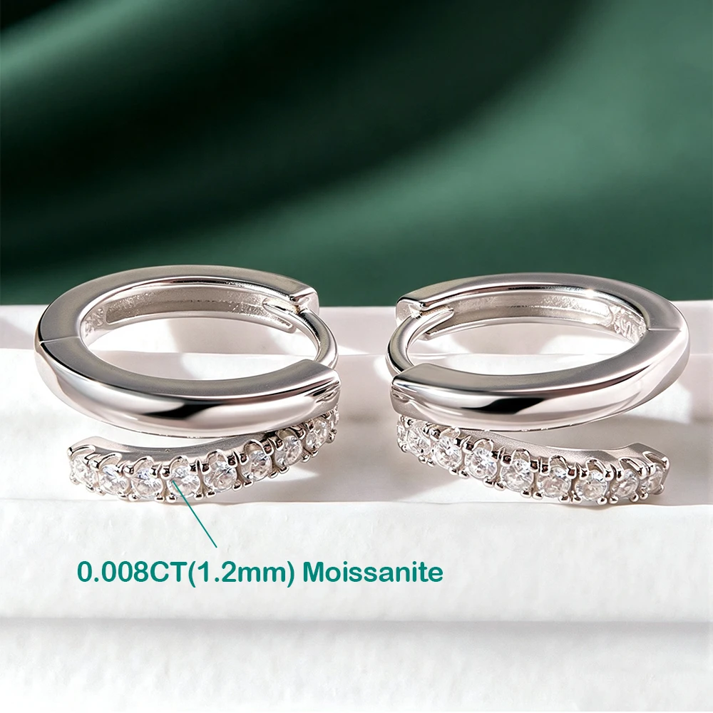 1.2mm All Moissanite Diamond Hoop Earrings for Women 925 Silver Plated 18K Gold 2 Hoop Ear Studs Party Birthday Wedding Jewelry