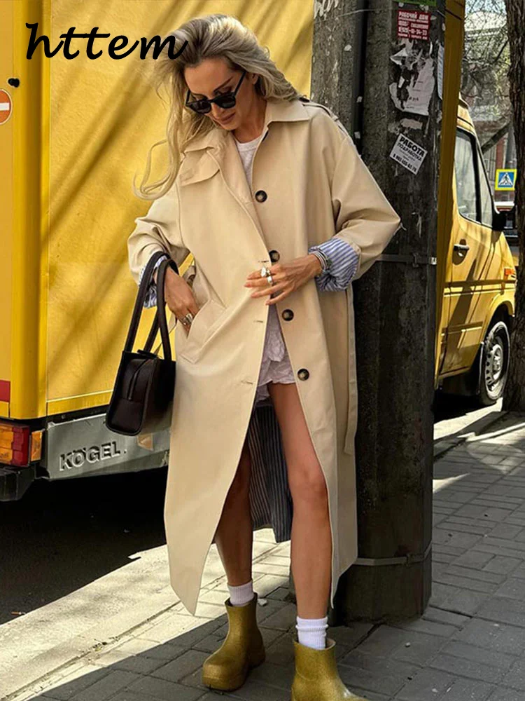 

Casual Women's Patchwork Trench Coat With Belt Stripe Lining Lapel Button Full Sleeve Long Coats 2024 Autumn Lady Streetwear New