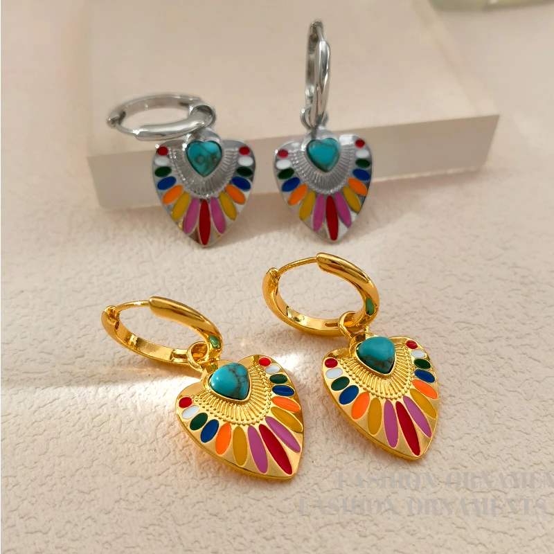Trendy Jewelry 2023 Trend New Original Design Colorful Heart Dangle Earrings For Women Girl Birthday Party Gift Pretty Style