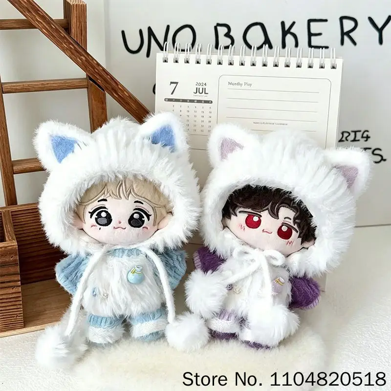 New Arrival 20cm Cotton Doll Clothes Cute Cat Ear Hat Doll Replaceable Outfit doll photo props doll daily change outfit