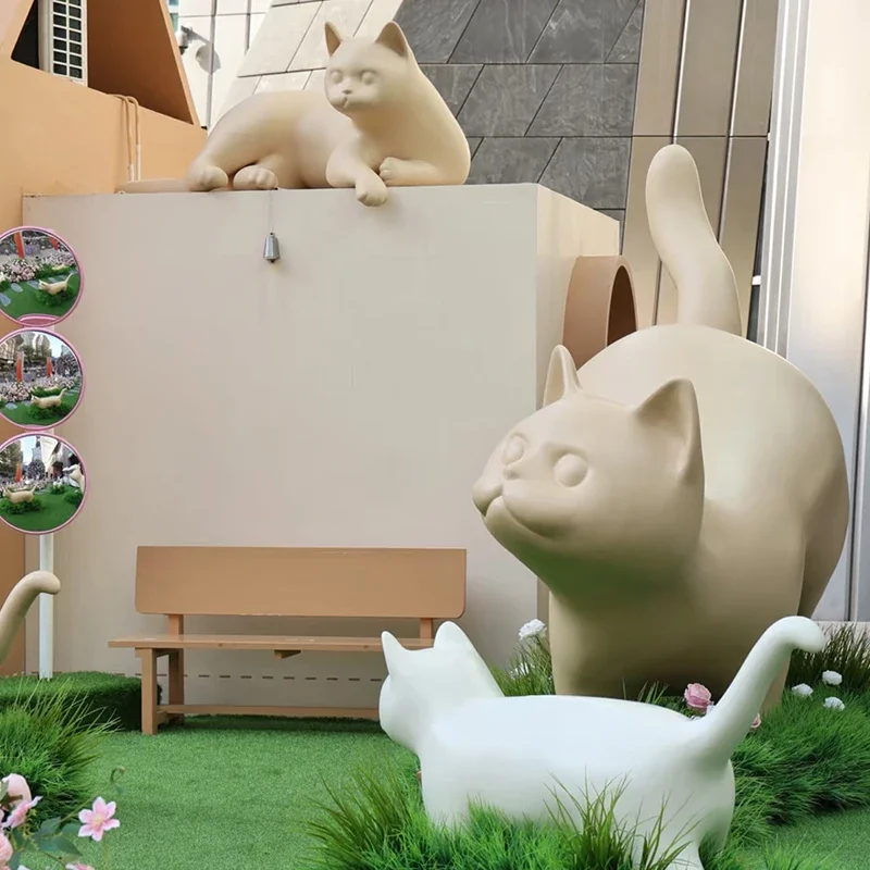 Large ornament pet store decoration fiberglass sculpture cat