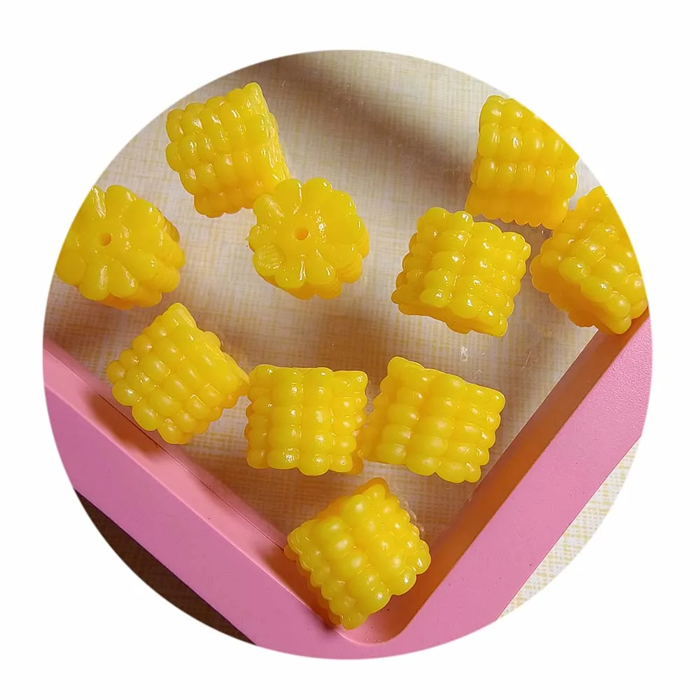 Miniature Corn Mini Food Decor Model Vegetable Resin Craft Ornament Doll House Toy Landscape Crafts Embellishment 12*15MM