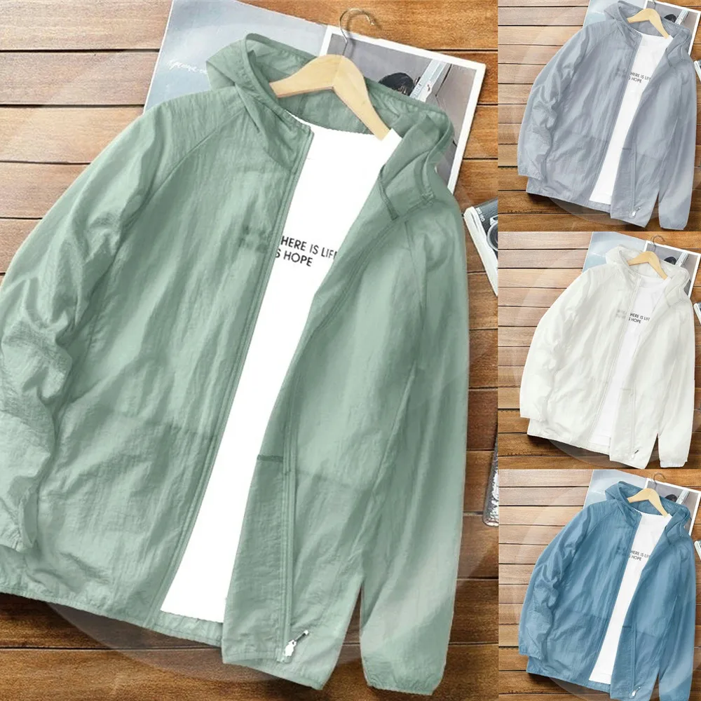 Ropa de seda de hielo elástica ligera para hombre, protección solar, chaqueta ultrafina, Top de playa, impermeable al aire libre, fresco y cómodo, 1 ud.