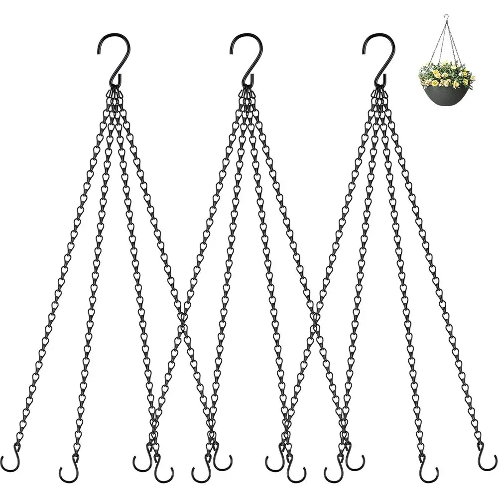 3 Pack, 23 Inch Hanging Baskets Chain, Hanging Chains with Hooks, Lower Pot Chain Replacement Plant Hangers or Planters, Bird Fe