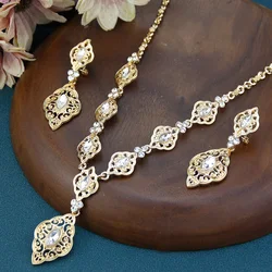 Sunspicems Gold Color Women Jewelry Sets Morocco Style Earring Necklace Set Muslim Bijoux Bride Gift Arabic Caftan Accessories