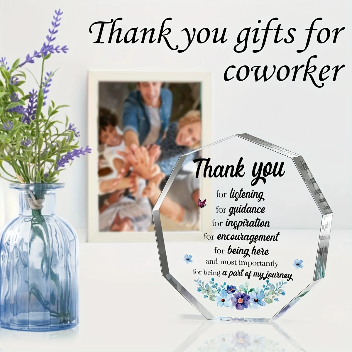 2D， Acrylic desktop decoration - thank you sign, suitable for home and office decoration, colleague thank you gift