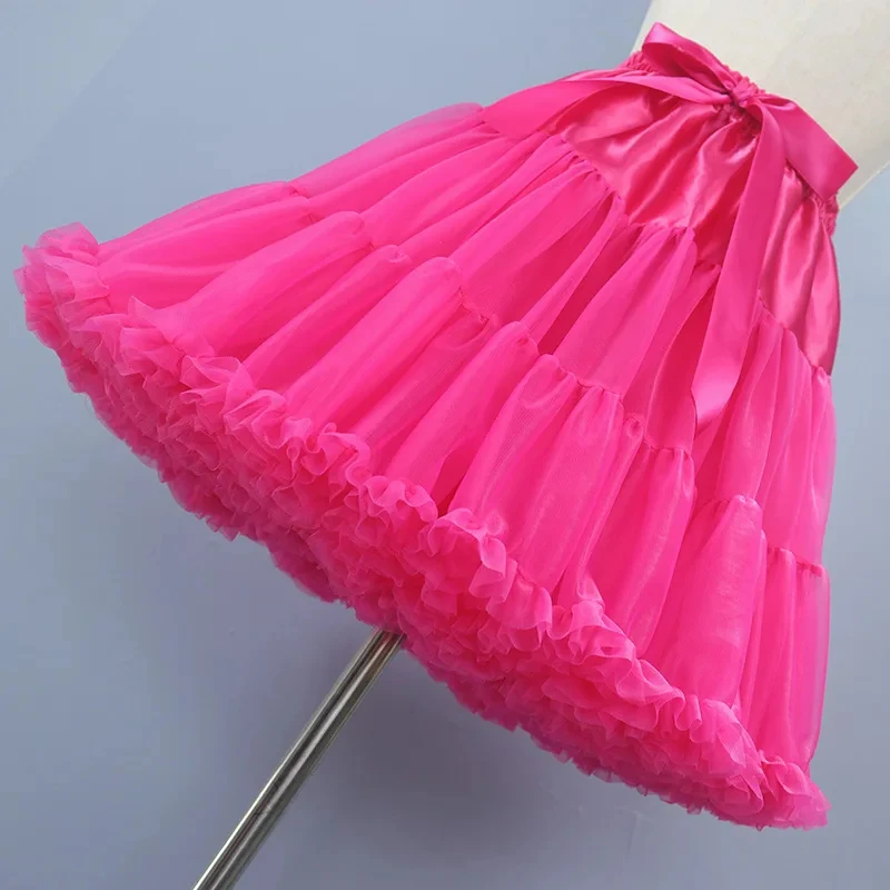 Women's Waist Elastic  Petticoats Fluffy Tutu Tulle Skirt Princess Multi-Layer Crinoline Ballet Dance Pettiskirts Underskirt