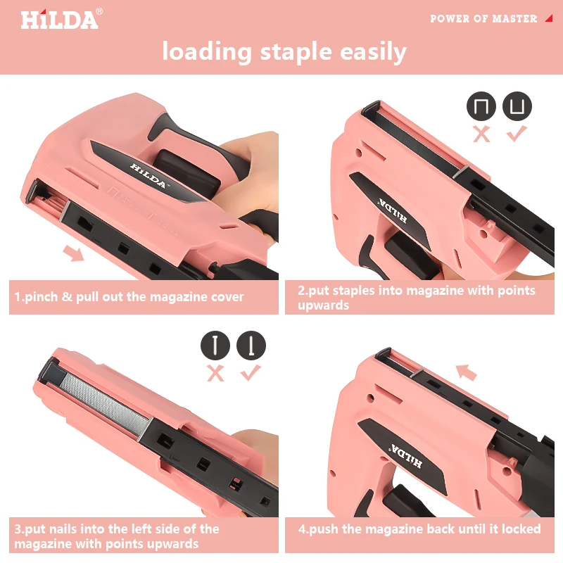 HILDA Electric Staple Nail Gun Cordless Staple Gun Cordless Portable USB Charging Battery Powered Nail Gun for Woodworking view 5