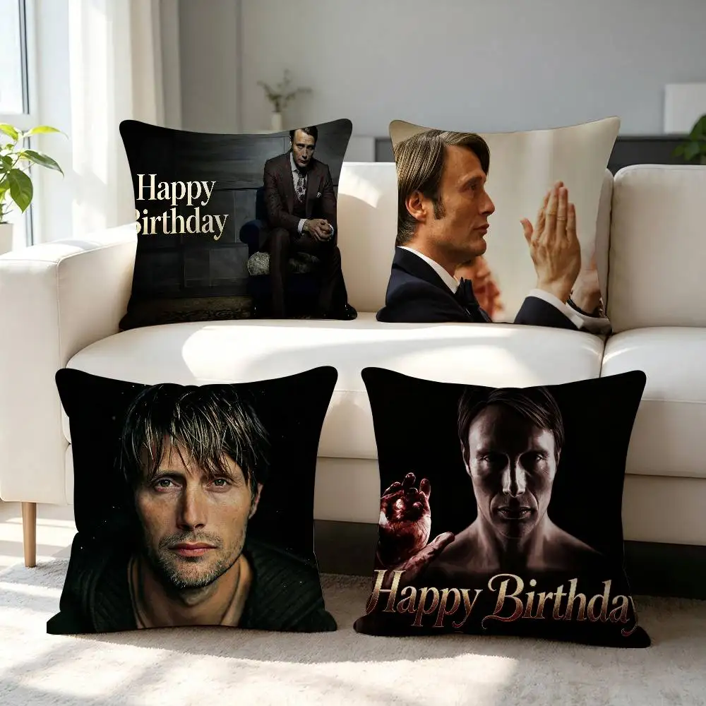 TV Character Comfortable Hannibal Soft Mads Pillow Case for Sofa Living Room Home Office Decor Mikkelsen Protective Covers