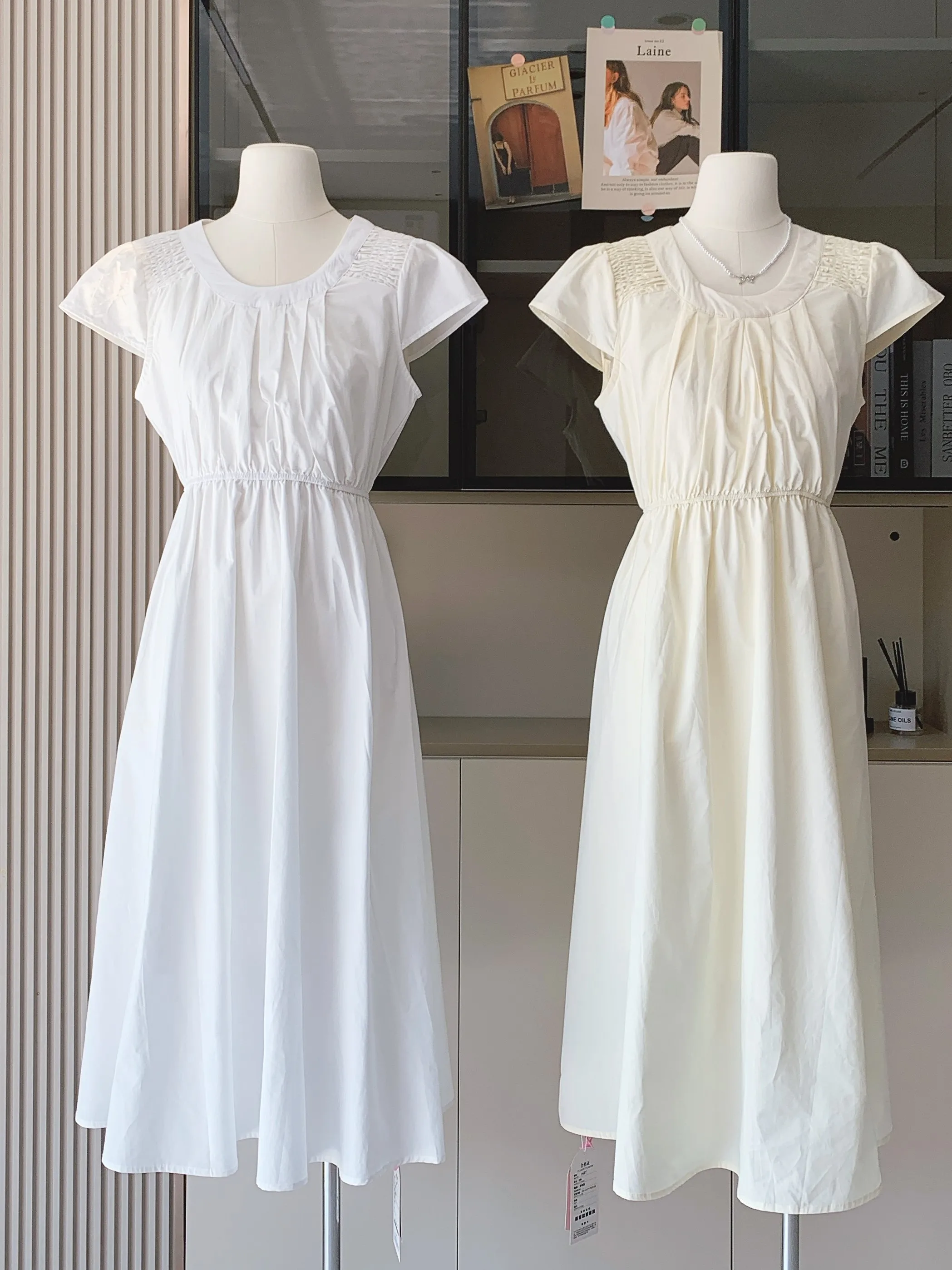 Commute Gentle Women's Dr Slim Fit High Waist A-Line Summer New Sle Sweet Waist Cinching Date Dr Korean Sle