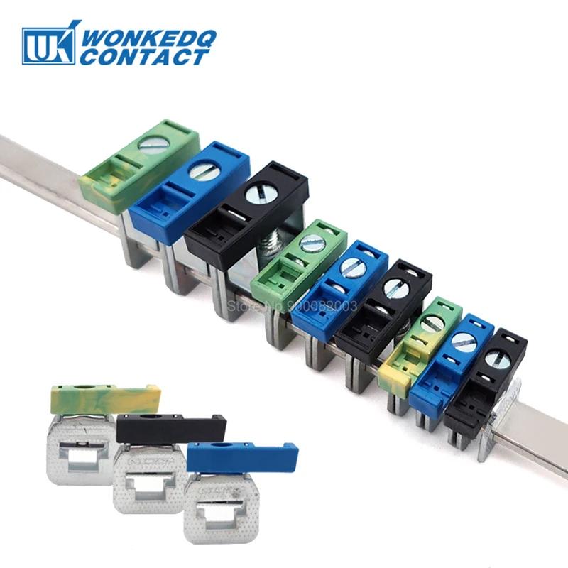 10Pcs AKG 4/16/35 Busbar Terminal Block Screw Connection 3*10mm, 6*10mm Copper Bar Wire Electrical Connector 4mm²  16mm²  35mm²