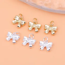 925 sterling silver jewelry accessories, gold plated bow pendant handmade diy bead material making bracelet necklace