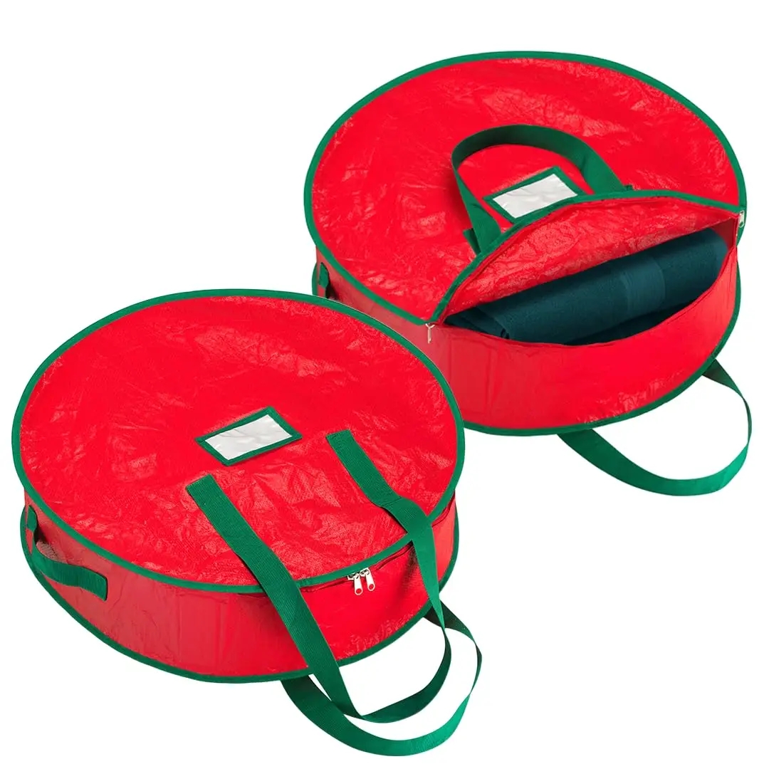 Wasserdichte und staubdichte Aufbewahrungstasche für Feiertagskranz mit Griff, Aufbewahrungstasche für Weihnachtskranz, tragbare faltbare runde Aufbewahrung