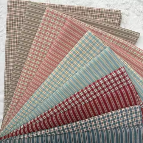 Stripe grid 13 Colors Japanese Yarn-dyed Fabric DIY Handmade Patchwork Fabric 100% Cotton Cloth Bundle