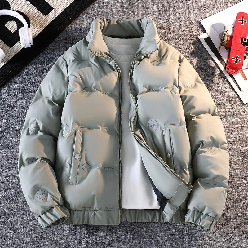 المألوف الشتاء الرجال سترة قطن معطف الرجال سميكة الدافئة مشرق اللون الرجال الوقوف طوق السراويل سترة الخبز #3