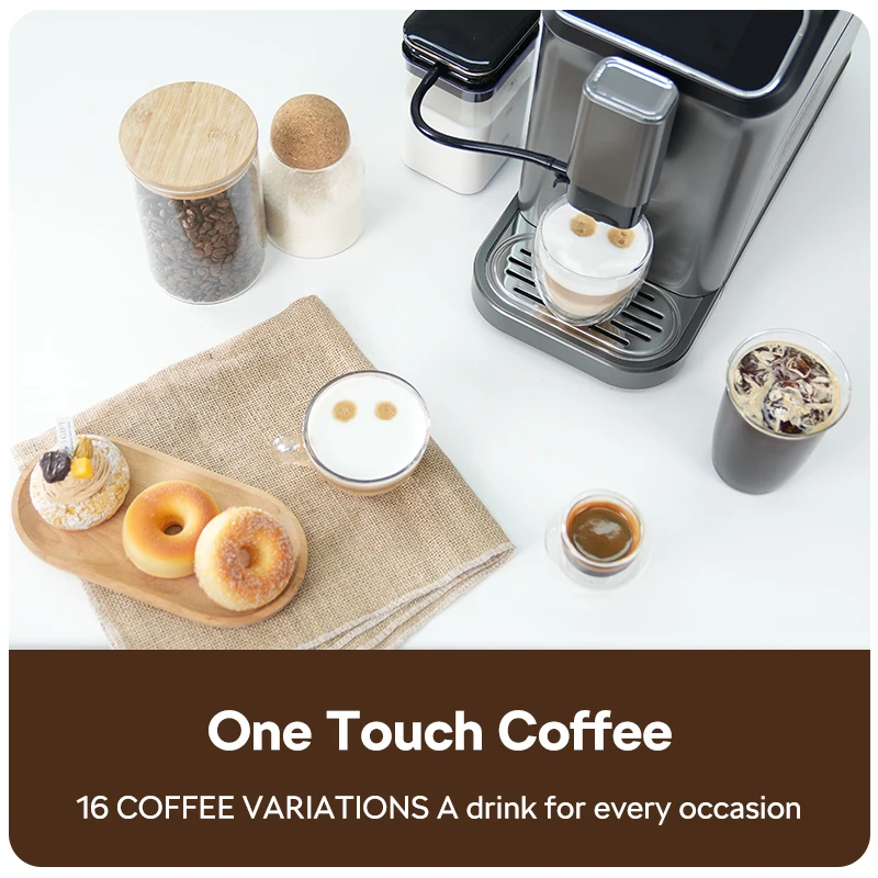 Mcilpoog WS-D5 Automatic Coffee Machine - Smart Wi-Fi , 12 Coffee Varieties, Touchscreen & Built-In Frother/1.5L Tank for Home​
